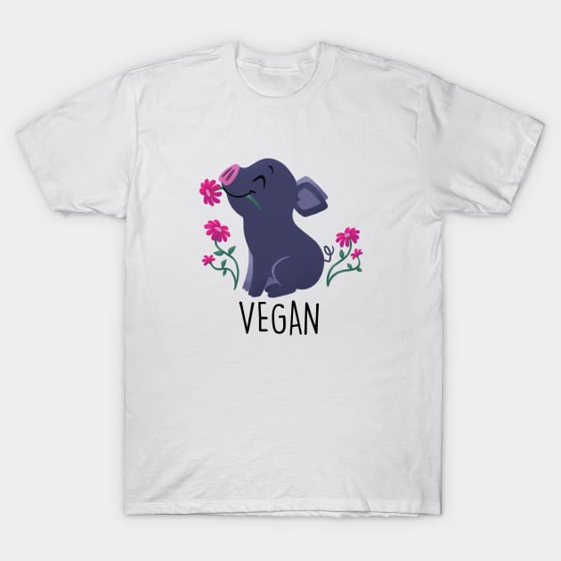 Peaceful Vegan Pig - Light T-Shirt by cutevegan